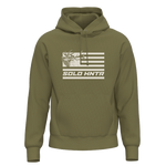 SOLO HNTR - "WAPITI FLAG" Midweight Pullover Hoodie (Military Green)